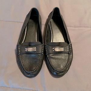 Coach Black Leather Slip On Loafers!